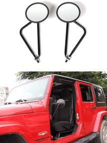 img 4 attached to 🚙 Enhance Your Jeep Experience with Motobiker Shake-proof Off-Road Adventure Mirrors - Bolt-on Hinge Mirrors for Jeep Wrangler JK CJ YJ TJ (Black, Round B)