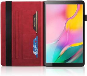 img 2 attached to 📱 Slim PU Leather Samsung Galaxy Tab S6 Lite 10.4" 2020 Case - Red | Multiple Angle Stand, Card Slot, Pencil Holder