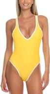 women's ocean blues v neck high leg one piece swimsuit with cross back - stylish monokini swimwear logo