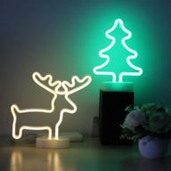 🎄 christmas neon sign 2 pack: reindeer and xmas tree green neon lights for bedroom, usb & battery powered home décor - perfect xmas gift for girls and kids (cmt-der) логотип