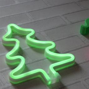 img 1 attached to 🎄 Christmas Neon Sign 2 Pack: Reindeer and Xmas Tree Green Neon Lights for Bedroom, USB & Battery Powered Home Décor - Perfect Xmas Gift for Girls and Kids (CMT-DER)