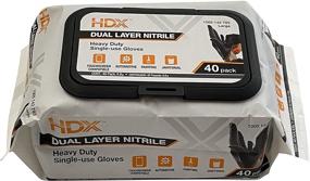 img 4 attached to HDX Black Dual Layer Heavy Duty Disposable Nitrile Gloves 6ml - 40 Pack: Reliable Protection for Intensive Tasks!