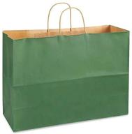 🛍️ brilliant bag co's new kraft colored shopping bags - 50 pack - strong kraft paper - recyclable - green, medium size (16"x6"x12") logo