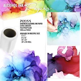 img 2 attached to Premium Alcohol Ink Paper Roll - Pixiss Heavy Weight 24x5 ft, 300gsm, Extra Smooth Watercolor Paper for Alcohol Ink Art