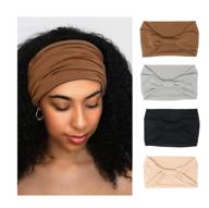 🧘 stylish and functional 4 pack wide headbands for women - perfect for yoga, sports, running, and workout logo