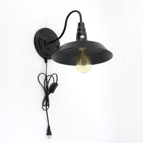 img 2 attached to 🏮 Retro Black Wall Sconces with Plug in Cord, E26, Indoor Hanging Wall Light Fixture with On/Off Switch - Perfect for Farmhouse, Bedroom, Bathroom, Kitchen