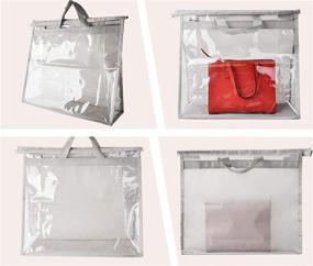 img 1 attached to Vercord Clear Handbag Storage Bag Organizer with Dust-Free Cover, Handle, and Zipper