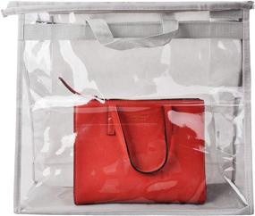 img 3 attached to Vercord Clear Handbag Storage Bag Organizer with Dust-Free Cover, Handle, and Zipper