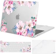 🌸 mosiso macbook pro 13 inch case 2016-2021: prunus flower hard shell case + keyboard cover + screen protector - transparent logo