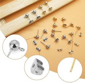 img 1 attached to 📿 700-Piece Ball Post Earring Studs Set for Jewelry Making, 300-Piece Earring Studs with Loop Ball Ear Pin Ball Post Earrings, Including 400 Butterfly Earring Back Replacements for DIY Jewelry Making Findings