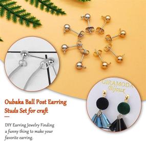 img 2 attached to 📿 700-Piece Ball Post Earring Studs Set for Jewelry Making, 300-Piece Earring Studs with Loop Ball Ear Pin Ball Post Earrings, Including 400 Butterfly Earring Back Replacements for DIY Jewelry Making Findings