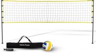 ultimate champion volleyball net system - complete set with 32x3 feet regulation size net, 8.5-inch pu volleyball, carry bag, boundary lines, steel poles & pump - adjustable height for men, women & co-ed games logo