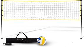 img 4 attached to Ultimate Champion Volleyball Net System - Complete Set with 32x3 Feet Regulation Size Net, 8.5-Inch PU Volleyball, Carry Bag, Boundary Lines, Steel Poles & Pump - Adjustable Height for Men, Women & Co-Ed Games