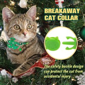 img 1 attached to Christmas Cat Collar Set - ADCSUITZ Breakaway Safety - Personalized Gingerbread Man & Santa Print Pattern - Cute Cat Collars with Bell - Soft Nylon Comfortable for Small, Medium, Large Cats