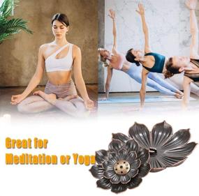 img 2 attached to 🌸 Stylish 3Pcs Lotus Brass Incense Holder Set for Home Decor, Yoga, SPA