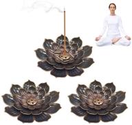 🌸 stylish 3pcs lotus brass incense holder set for home decor, yoga, spa логотип