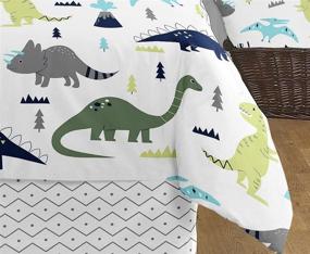 img 1 attached to Navy Blue and Green Modern Dinosaur 3 Piece Full/Queen Bedding Set - Perfect for Boys or Girls!