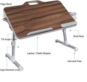 img 3 attached to 📚 Складной столик для ноутбука Kavalan - Регулируемая высота, подходит для дивана и пола - Идеален для чтения, работы, учебы - Черный тик/Большой