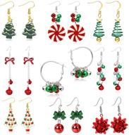 🎁 stylish and adorable 6/7/9/13/9pairs christmas earrings for women - festive holiday earrings featuring bow knot, snowflake, jingle bell, reindeer - perfect xmas party gifts for girls logo