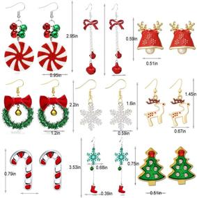 img 2 attached to 🎁 Stylish and Adorable 6/7/9/13/9Pairs Christmas Earrings for Women - Festive Holiday Earrings featuring Bow Knot, Snowflake, Jingle Bell, Reindeer - Perfect Xmas Party Gifts for Girls