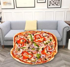 img 3 attached to 🍕 Large Round Flannel Pizza Taco Blanket for Adults, Teens, and Boys – Colorful Star Funny Throw Blanket for Bed, Couch, or Travel – Onion Pizza Design (72" Diameter)