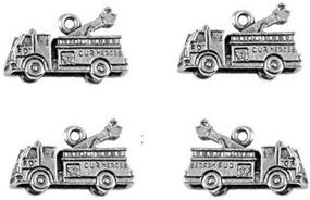 img 1 attached to PlanetZia Fire Engine Charms: 5pcs 3D Jewelry Making Charms ($1.93ea) TVT-FEC - Antique Silver Collection