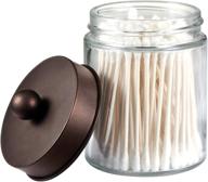 🛀 bathroom storage organizer: apothecary jars for qtip dispenser, cotton swabs, rounds, bath salts, and more - cute vanity canister jar with lid in bronze (1 pack) logo
