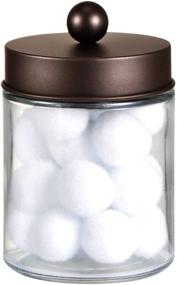 img 3 attached to 🛀 Bathroom Storage Organizer: Apothecary Jars for Qtip Dispenser, Cotton Swabs, Rounds, Bath Salts, and More - Cute Vanity Canister Jar with Lid in Bronze (1 Pack)