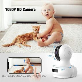 img 2 attached to 👶 1080P Поворотно-наклонная камера для мониторинга малыша внутри помещения с аудио, камера для наблюдения за домашними животными с функцией звука/детекции движения, двусторонней аудио связью, ночным видением, облачным и локальным хранением, подключением через WiFi.