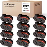 🖨️ mycartridge 12 pack gr24: compatible twin spool calculator ribbon replacement for various models including nukote, dataproducts, porelon & sharp el 1197 p iii - black/red logo