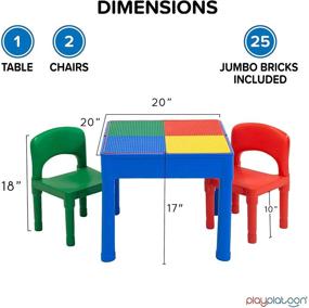 img 2 attached to 🪱 Platoon Kids Activity Table Set - 5-in-1 Water, Building Block, Craft, and Sensory Table with Storage - Includes 2 Chairs and 25 Extra Large Blocks – Primary Color Combination