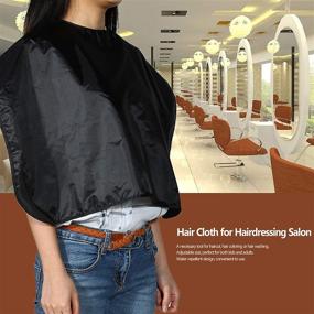 img 3 attached to 🧣 Anself Hair Dye Cape: Short Hair Cutting Cape Salon Apron, Water Resistant Cloth for Barbershop & Shampoo