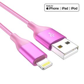 img 1 attached to 🌈 4Pack Color Lightning Cable (10ft 6ft 6ft 3ft) - MFi Certified Nylon Braided iPhone Charger, Long Fast USB Power Cord for iPhone 11Pro MAX Xs XR X 8 7 6S 6 Plus SE 5S 5C (Rose)