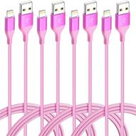 🌈 4pack color lightning cable (10ft 6ft 6ft 3ft) - mfi certified nylon braided iphone charger, long fast usb power cord for iphone 11pro max xs xr x 8 7 6s 6 plus se 5s 5c (rose) logo