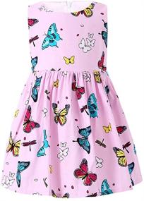 img 4 attached to Little Girls Cotton Swing Summer Sleeveless Butterfly Dress by SMILING PINKER