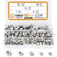 nylon insert nut assortment kit - vigrue 180pcs 1/4-20 5/16-18 3/8-16 8-32 10-24, 304 stainless steel hex locknuts logo