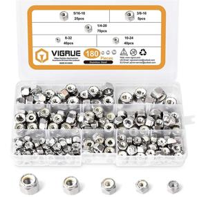 img 4 attached to Nylon Insert Nut Assortment Kit - VIGRUE 180PCS 1/4-20 5/16-18 3/8-16 8-32 10-24, 304 Stainless Steel Hex Locknuts