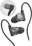 🎧 b&r iphone headphones for iphone 12 pro max/11/xr/xs max/se (apple mfi certified) sport workout lightning earbuds with memory foam tips, gunmetal - microphone/volume remote logo