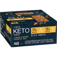 🥜 ratio keto friendly lemon almond crunchy bar - gluten free - 1.45 oz - box of 12 - healthy snack for low carb and gluten-free diets logo