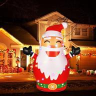 oulonger 5ft outdoor santa decorations: christmas inflatables with led & 🎅 string lights for yard, lawn, winter decor - perfect for xmas parties! логотип