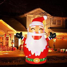 img 4 attached to OULONGER 5FT Outdoor Santa Decorations: Christmas Inflatables with LED & 🎅 String Lights for Yard, Lawn, Winter Decor - Perfect for Xmas Parties!