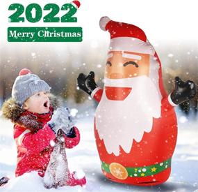 img 2 attached to OULONGER 5FT Outdoor Santa Decorations: Christmas Inflatables with LED & 🎅 String Lights for Yard, Lawn, Winter Decor - Perfect for Xmas Parties!