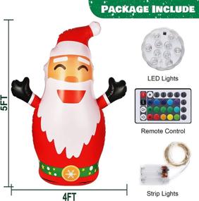 img 3 attached to OULONGER 5FT Outdoor Santa Decorations: Christmas Inflatables with LED & 🎅 String Lights for Yard, Lawn, Winter Decor - Perfect for Xmas Parties!