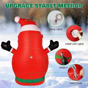 img 1 attached to OULONGER 5FT Outdoor Santa Decorations: Christmas Inflatables with LED & 🎅 String Lights for Yard, Lawn, Winter Decor - Perfect for Xmas Parties!