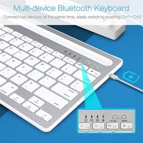img 3 attached to 🔌 Bluetooth Wireless Keyboard with Integrated Stand and Phone Holder - Multi-Device Portable Keyboard for iPad, iOS, Android, Windows