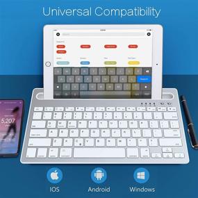 img 1 attached to 🔌 Bluetooth Wireless Keyboard with Integrated Stand and Phone Holder - Multi-Device Portable Keyboard for iPad, iOS, Android, Windows