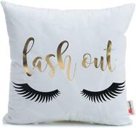 💤 monkeysell white gold throw pillow cover - 18x18 bronzing flannelette home pillowcases with eyelashes letters - lash design for bedroom, kitchen, couch, sofa decoration. логотип