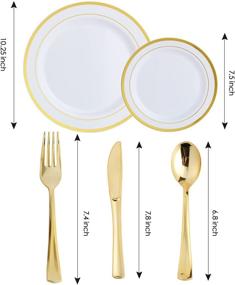 img 3 attached to 🍽️ 125PCS Gold Plastic Plates Set: 25 Disposable Dinner Plates, 25 Dessert Plates & Gold Disposable Silverware - Ideal for Parties, Weddings, and Halloween Gatherings - Serves 25 Guests