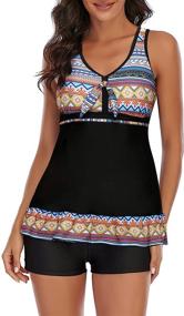 img 4 attached to 👙 Geometric Women's Swimwear Swimsuit Boyshorts by Zando in Swimsuits & Cover Ups