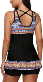 img 2 attached to 👙 Geometric Women's Swimwear Swimsuit Boyshorts by Zando in Swimsuits & Cover Ups